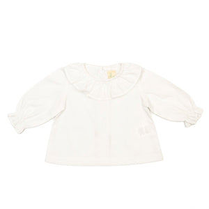 Blusa manga larga con cuello de olan