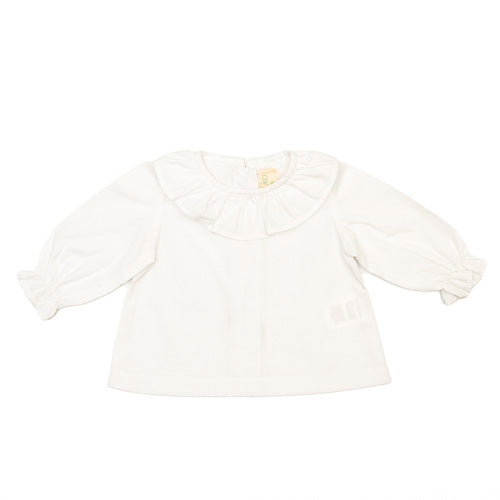 Blusa manga larga con cuello de olan